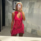 Sheer pink ruffled dress