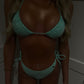 Ocean Blue metallic bikini top and bottoms