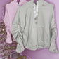 Sage green ruched sleeve ribbon hoodie