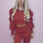 Red puff sleeve top and trousers set