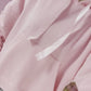 Pink ruched sleeve ribbon hoodie