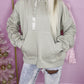 Sage green ruched sleeve ribbon hoodie